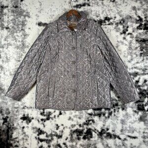 Chicos Jacket Womens Size‎ Large (2) Button Up Quilted Snake Skin Pockets